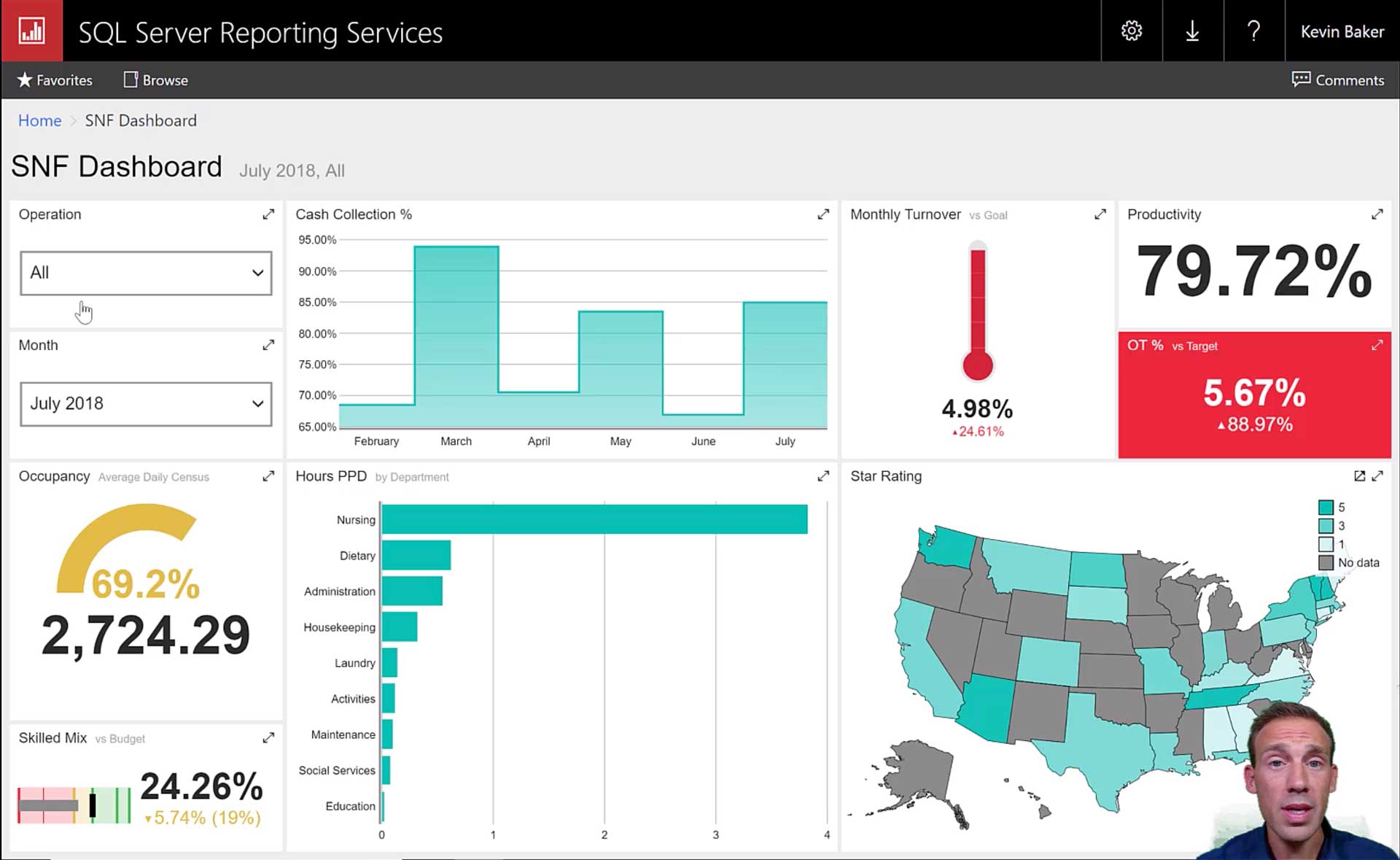 Kevin Baker, of Data Services Partners, demonstrates how using an OLAP cube allows Skilled Nursing Facilities to visualize their data in mobile reports. This example uses mock nationwide data to demonstrate how a SNF administrator or executive can quickly view key metrics in their mobile device or any screen. Connect to Power BI, Mobile Reports, Domo, Tableau, or any other visualization platform. Systems like Point Click Care (PCC) have Data Relays that can act as a data source for data warehouses. These data warehouses can be automated to populate pivot table style reports that let you look at facts from many different dimensions. For more information on automating data for management tools and reporting for your skilled nursing facility or post acute healthcare facility, contact Data Services Partners today! www.DataServicesPartners.com